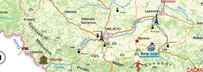 Banja Vrujci geografski položaj na mapi