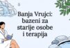 Naslovna kartica ukrašena ilustracijama spa ambijenta i prirode koje uokviruju centralni deo.