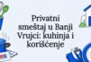 Ilustrativna naslovna kartica sa ikonama koje prikazuju kuhinju i smeštaj